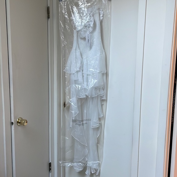 Caroline constas Lola smocked silk blend high low gown nwt large - Picture 5 of 6